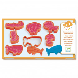 6 DOUGH CUTTERS AND 6 STAMPS - WILD ANIMALS